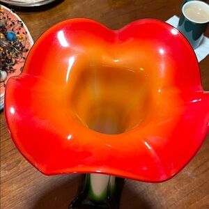 Vibrant Red and Orange Glass Vase